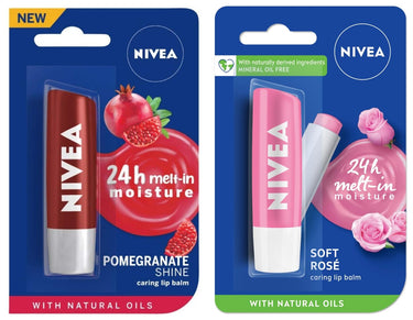 NIVEA Lip Balm, Soft Rose, 4.8g And NIVEA Lip Balm, Pomegranate Shine, 4.8g